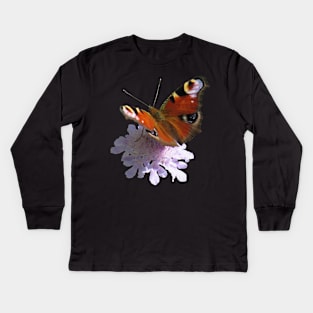 trendy with a beautiful flower, butterfly, peacock Kids Long Sleeve T-Shirt